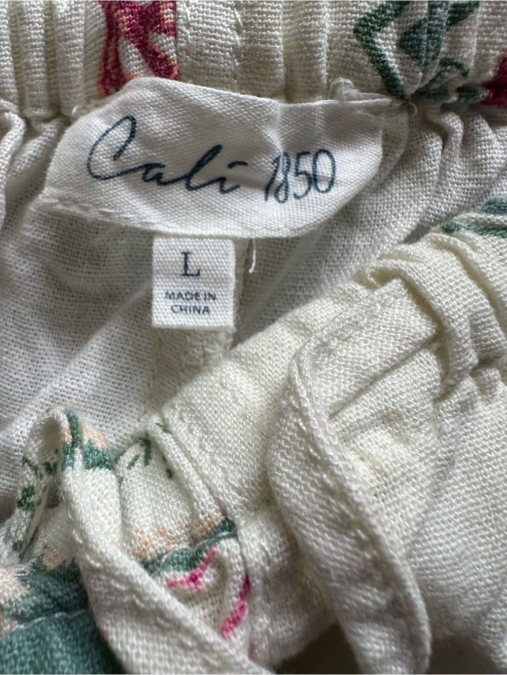 Cream Printed Casual Lounge Pants with drawstring Waist - Picture 6 of 7
